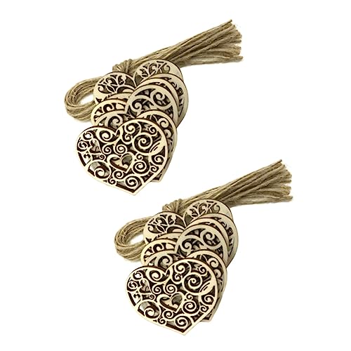 DECORNIJIA 20 Stück Hängedekoration DIY Bastelmaterial für Hochzeiten und Partys mit Seil zum Aufhängen Rustikale Herzanhänger für Kreative Projekte Geschenkideen von DECORNIJIA