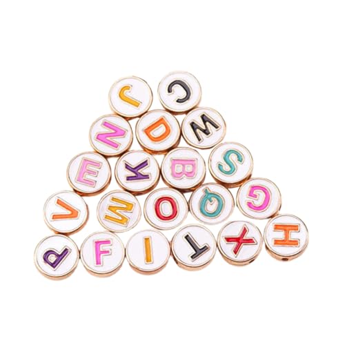 DECORNIJIA 20 Stück Teiliges Bunte Metall Buchstabenperlen für DIY Schmuckherstellung Gemischte Farben für Armbänder Halsketten Schlüsselanhänger Kreative Bastelprojekte von DECORNIJIA