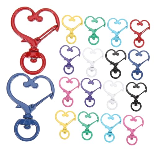 DECORNIJIA 20 Stück Teiliges Herzform Schlüsselanhänger Bunte Metall Schnappverschlüsse mit Federspannung DIY Schlüsselanhänger Zubehör Vielseitig für Schmuck und Taschen Glatte Oberfläche von DECORNIJIA