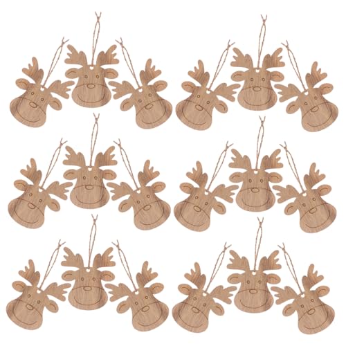 DECORNIJIA 20 Stück Teiliges Holz Rentier Anhänger Weihnachtsdeko DIY Bastelset Natürliche Holzscheiben zum Bemalen Sicherer für Baum Fenster Tür Wohnzimmer und von DECORNIJIA