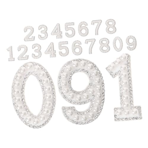 DECORNIJIA 20 Stück Teiliges Weiße Zahlen Bügelflicken mit Strass und Perlen Einfache Anwendung durch Aufbügeln Applikationen für Kleidung Schuhe Taschen und DIY Verzierungen DECORNIJIA 20 Stück Teiliges Weiße Zahlen Bügelflicken mit Strass und Perlen Einfache Anwendung durch Aufbügeln Applikationen für Kleidung Schuhe Taschen und DIY Verzierungen von DECORNIJIA