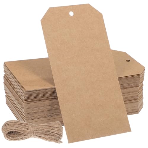 DECORNIJIA 200 Stück Kraftpapier Anhänger mit Schnur Robuste Versand Inventaretiketten Wiederverwendbare Drahtlabels für Kleidung Geschenke DIY beschriftung und Lagerverwaltung von DECORNIJIA