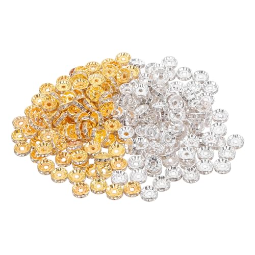 DECORNIJIA 200 Stück Rondelle Spacer Beads mit Strasssteinen Kleine Runde Schmuckperlen in Silber und Gold Langlebige DIY Perlen für Armbänder Halsketten Ohrringe und Bastelzubehör DECORNIJIA 200 Stück Rondelle Spacer Beads mit Strasssteinen Kleine Runde Schmuckperlen in Silber und Gold Langlebige DIY Perlen für Armbänder Halsketten Ohrringe und Bastelzubehör von DECORNIJIA