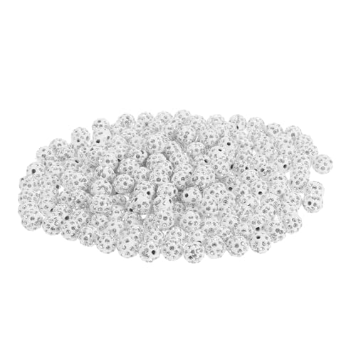 DECORNIJIA 200 Stück Strassperlen Rund Weiß Glänzend Disco Ball Shamballa Perlen für Schmuckherstellung Armbänder Halsketten Ohrringe DIY Langlebig Vielseitig von DECORNIJIA