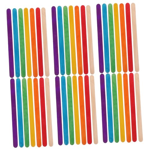 DECORNIJIA 200 Stück Teiliges Bunte Jumbo Holzstäbchen Eisstiele für DIY Bastelprojekte Langlebig und Bruchfest Vielseitig für Kinderkunst Schule und Heimdekoration Farbenfrohe Holzstäbchen von DECORNIJIA