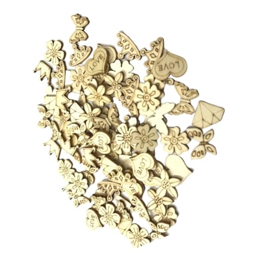 DECORNIJIA 200 Stück Teiliges Holzscheiben Blumen Kronen Schmetterlings Herzformen Glatte Oberfläche Vielseitig für DIY Bastelprojekte Kreativität Hochzeits Festtagsdeko von DECORNIJIA