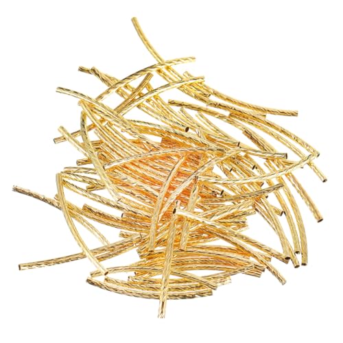 DECORNIJIA 200Stücke Gebogene Kupfer Röhrenperlen Spacer Perlen für DIY Schmuckherstellung Hochwertige Polierte Distanzperlen für Armbänder von DECORNIJIA