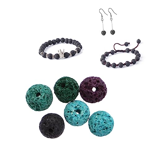 DECORNIJIA 200Stücke Kunststein Lava Perlen Bunten Farben für Schmuckherstellung zum Auffädeln von Armbändern und Ohrringen Langlebig und Farbecht von DECORNIJIA