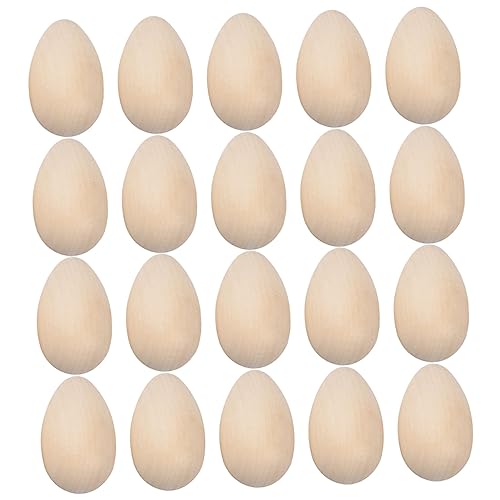 DECORNIJIA 20Stücke Holz Eier zum Bemalen DIY Ostersimulation Eier Glatte und Leicht Färbende Eier Kindergeburtstage und Bastelprojekte Realistische von DECORNIJIA