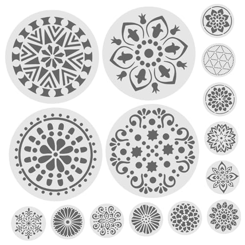 DECORNIJIA 24 Stück Teiliges Mandala Malerei Schablonen Wiederverwendbare DIY Blumen Zeichenvorlagen Vielseitige Malvorlagen für Wand Holz und Dekoration Leicht zu Reinigen und Mehrfach von DECORNIJIA