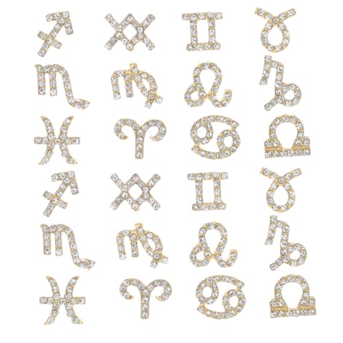 DECORNIJIA 24 Stück Teiliges Metall Nail Art Charms mit Goldfarbene Strasssteine Langlebige Nagelverzierung für Natürliche und Künstliche Nägel Geeignet für DIY Nail Art und Besondere von DECORNIJIA