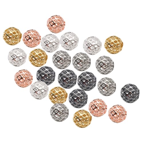 DECORNIJIA 25 Stück Metallperlen für Schmuckherstellung Loch Gold Silber Schwarz Roségold und Weiß für DIY Armbänder und Bastelprojekte von DECORNIJIA