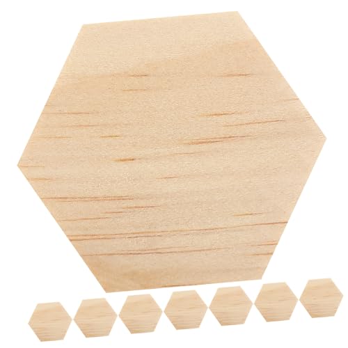 DECORNIJIA 25 Stück Sechseckige Holzspäne Holzscheiben Zum Basteln Holz-tags Holzhandwerk Unvollendet Unfertige Leere Holzscheiben Khaki Hölzern von DECORNIJIA