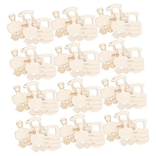 DECORNIJIA 25 Stück Teiliges Holzscheiben Zugform Holzanhänger DIY Bemalbar Hängende Holzspäne Langlebige Holzstücke für Basteln Party und Wohnungsdekoration von DECORNIJIA