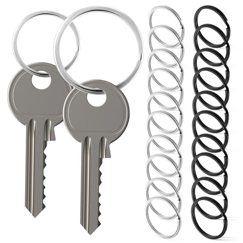 DECORNIJIA 28 Stück Teiliges Flache Edelstahl Schlüsselringe Rostfrei Sicherer Verschluss Leichte Runde Schlüsselanhänger für Basteln Karabiner Charms Vielseitige Befestigung Zubehör von DECORNIJIA