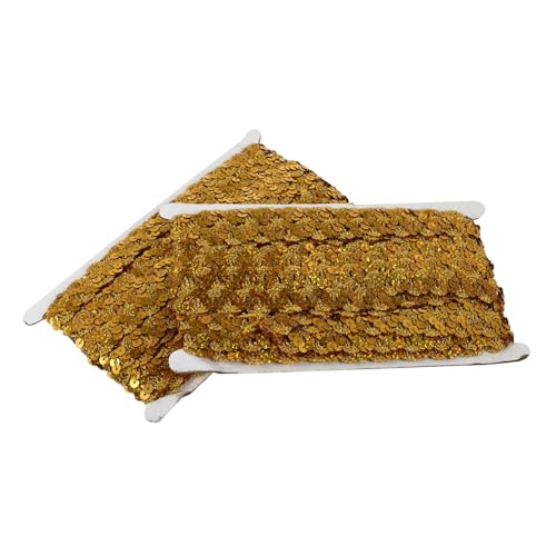DECORNIJIA 2Stücke Wellenförmige Pailletten Bandspitze für DIY Bekleidungszubehör Glänzender Spitzenbesatz Hochwertigem Verschleißfestem Material für Hochzeitsfeiern von DECORNIJIA