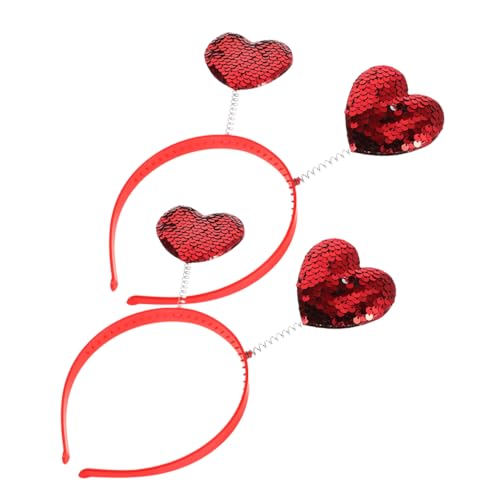 DECORNIJIA 2pcs Herzstirnband Valentinstag Festival Stirnband Rote Pailla Liebe Geformte Kopf Boppers Party Haare Accessoires Für Holiday Festival von DECORNIJIA