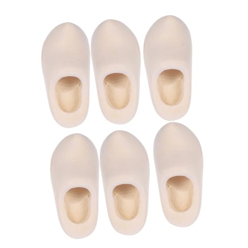 DECORNIJIA 3 Paare Holzschuh für Puppenhäuser Unbemalte Holländische Holzschuhe Dekorative Miniaturen für Diy Projekte und Stilvolle Inneneinrichtungen von DECORNIJIA