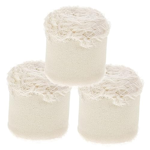 DECORNIJIA 3 Rollen Chiffon-Gürtel mit ungesäumten Kanten seidenband ribbon wedding y dekobänder Sommerdekoration Hochzeitsdekorationen Pastell dünn Schleife geschenkband Polyester Weiß von DECORNIJIA