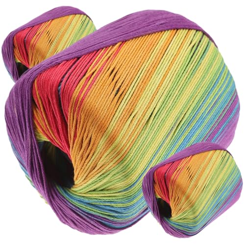 DECORNIJIA 3 Rollen Farbverlauf Baumwollgarn für Häkeln und Stricken Weiches DIY Garn in Regenbogenfarben Vielseitiges Handarbeitsgarn für Schals Hüte und Pullover Leicht und Langlebig von DECORNIJIA