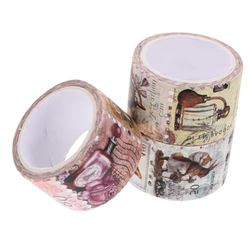 DECORNIJIA 3 Rollen Washi Tape Selbstklebend Retro Briefmarken Design Dekoratives Klebeband für Scrapbooking Notizbücher Geschenkverpackung DIY Sticker für Briefmarkensammler von DECORNIJIA