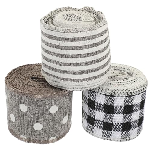 DECORNIJIA 3 Rollen Weihnachts Geschenkband Breit Lang aus Langlebigem Leinen Imitat mit Drahtkante Farbintensive Schleifenbänder für DIY Deko Geschenkverpackung und Festtagsdekoration DECORNIJIA 3 Rollen Weihnachts Geschenkband Breit Lang aus Langlebigem Leinen Imitat mit Drahtkante Farbintensive Schleifenbänder für DIY Deko Geschenkverpackung und Festtagsdekoration von DECORNIJIA