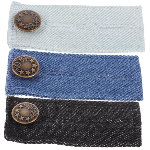 DECORNIJIA 3 STÜCKE Teiliges Jeansbundverlängerer mit Knopf Verstellbarer Hosenbunddehner für Damen und Herren Elastischer Taillenverlängerer für Umstandshosen in Schwarz Hellblau und von DECORNIJIA