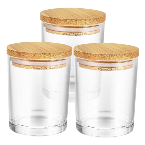 DECORNIJIA 3 Stk. Teiliges Glas Kerzengläser mit Bambusdeckeln Runde Transparente Kerzengläser zum Kerzenmachen Hitzebeständig Bruchsicher Stilvolle DIY Aufbewahrung für Duftkerzen und DECORNIJIA 3 Stk. Teiliges Glas Kerzengläser mit Bambusdeckeln Runde Transparente Kerzengläser zum Kerzenmachen Hitzebeständig Bruchsicher Stilvolle DIY Aufbewahrung für Duftkerzen und von DECORNIJIA