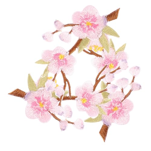 DECORNIJIA 3 Stück Bestickte Aufnäher zum Aufbügeln Pflaumenblüten motiv Farbintensive DIY Kleidungspatches Langlebige Applikationen für Textilien und Modekleidung von DECORNIJIA