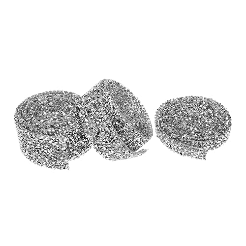 DECORNIJIA 3 Stück Hochzeit Strassband Schleife trimmen Tisch Kunst Abschlussball hochzeitsdeko seidenband beltane wedding decor gurt rot-weiß-blaues Band Diamantband zum Basteln Harz Silver von DECORNIJIA