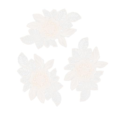 DECORNIJIA 3 Stück Teiliges Blumen Spitzen Patch zum Aufbügeln und Nähen Langlebige DIY Bügelapplikationen für Kleidung Taschen Schuhe Hautfreundliche Reparatur und Verzierung von DECORNIJIA