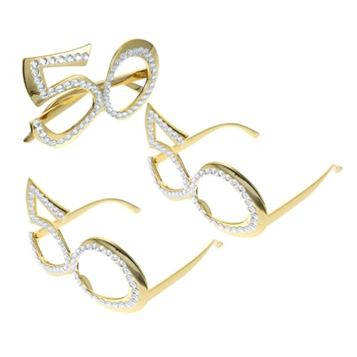 DECORNIJIA 3 Stück Teiliges Geburtstagsbrillen Goldene Styling Gläser Leichte Wiederverwendbare Partybrille für Erwachsene Lustiges Foto Requisit Komfortabler Sitz Jubiläumsdekoration DECORNIJIA 3 Stück Teiliges Geburtstagsbrillen Goldene Styling Gläser Leichte Wiederverwendbare Partybrille für Erwachsene Lustiges Foto Requisit Komfortabler Sitz Jubiläumsdekoration von DECORNIJIA