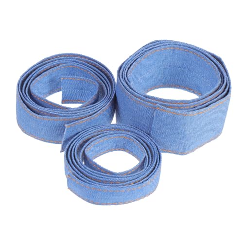 DECORNIJIA 3 Stück Teiliges Jeansstoff Band zum Nähen Handmade Bow Ribbon für DIY Haarschmuck Gelbe Nähte Vielseitiges Bastelmaterial für Bekleidung und Accessoires von DECORNIJIA