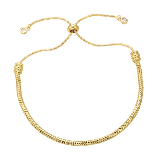 DECORNIJIA 3 Stück Verstellbare Gliederketten Armbänder aus Messing in Gold Weißgold Roségold DIY Schmuckzubehör Halbfertige Perlenarmbänder mit Schieberegler für Damen und Mädchen von DECORNIJIA