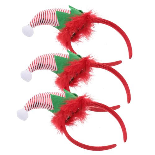 DECORNIJIA 3 Stück Weihnachts Elfen Haarreifen mit Niedlichen Tophut Mützen Festlicher Kopfschmuck für Karneval Weihnachtsfeier Maskenball und Partys Rutschfeste Farbige Wichtelmützen von DECORNIJIA