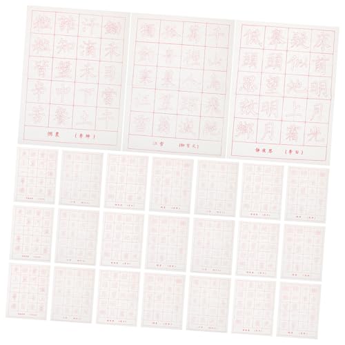 DECORNIJIA 30 Blatt Dickes Chinesisches Kalligrafie Übungspapier für Anfänger Handgeschriebene Kopiervorlagen Geeignet für Pinselschrift Praktisches Reispapier für Kalligrafie Training von DECORNIJIA