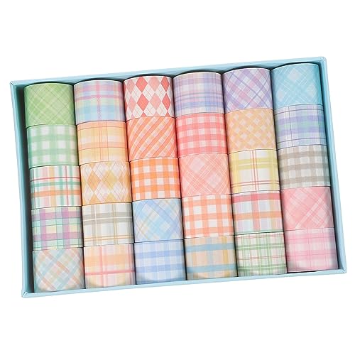 DECORNIJIA 30 Rollen Teiliges Washi Tape Set Kariert Dünn Leicht DIY Scrapbooking Klebeband Dekoratives Klebeband für Tagebuch Planer Notizbuch Basteln Geschenkverpackung von DECORNIJIA