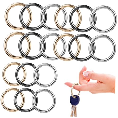 DECORNIJIA 30 Stück Runde Karabiner Clips O Ring Federclips für Schlüsselanhänger Taschen und Handwerksprojekte und Gold Gunmetal und Silber von DECORNIJIA