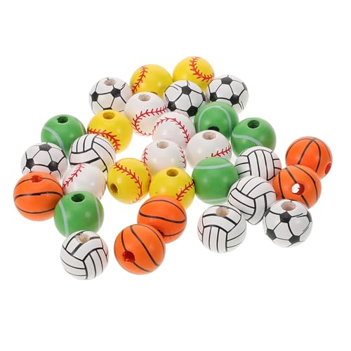 DECORNIJIA 30 Stück Teiliges Holzperlen Sportmotive DIY Bastelperlen mit Langlebige Verschleißfeste Holzkugeln für Schmuckherstellung und Freundschaftsarmbänder Vielseitig für Ketten und DECORNIJIA 30 Stück Teiliges Holzperlen Sportmotive DIY Bastelperlen mit Langlebige Verschleißfeste Holzkugeln für Schmuckherstellung und Freundschaftsarmbänder Vielseitig für Ketten und von DECORNIJIA