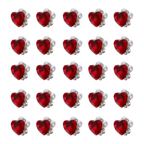 DECORNIJIA 30 Stück Teiliges Nagelsteine Rot Miniatur Nail Charms Schmuck für Maniküre Damen Nail Art Deko Strasssteine Sicher Stark Haltbar für Hochzeit Party Alltag von DECORNIJIA