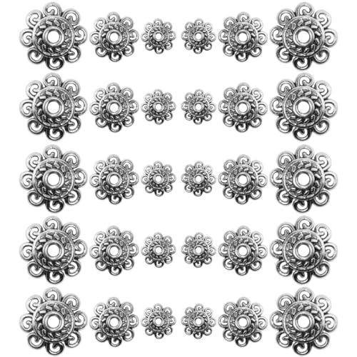 DECORNIJIA 300Stücke Legierungsperlenkappen für Schmuckherstellung Blumenperlenkappen Antik für DIY Armbänder und Bastelprojekte von DECORNIJIA