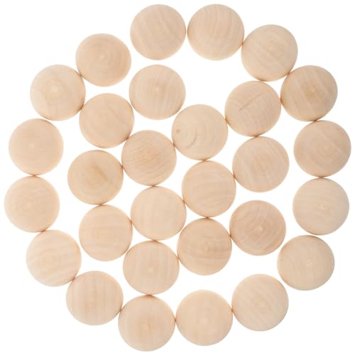 DECORNIJIA 30Stücke Halbe Holzkugeln Unfertige Bastelball Hälften Holz für DIY Projekte Kinderhandwerk und Dekoration Leicht Gelb von DECORNIJIA