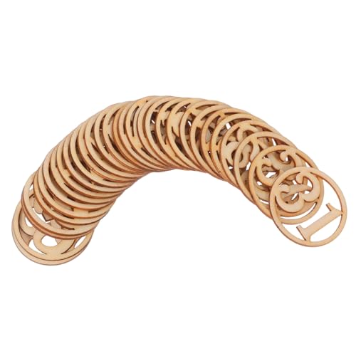 DECORNIJIA 31 Stück Teiliges Holz Zahlenornament Unbehandelte Holzstücke zum Bemalen Runde Holzscheiben für DIY Dekoration Bastelbedarf für Hochzeit Erntedank Advent Neujahr und Lernspiele von DECORNIJIA