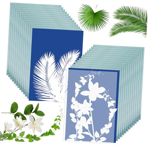 DECORNIJIA 32 Blatt Cyanotypie Papier Kit Sonnendruckpapier Lichtempfindliches Solar Papier mit PVC Pad Transparentes DIY Zeichenpapier für Langlebige Detailreiche Blaudrucke und Kreative von DECORNIJIA