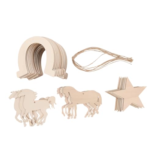 DECORNIJIA 36 Stück Teiliges DIY Pferde Holzchips Bastelset zum Bemalen Doppelseitig Bemalbar Rustikale Holzscheiben für Kindergeburtstag Weihnachtsdeko Kreative Handwerksprojekte von DECORNIJIA