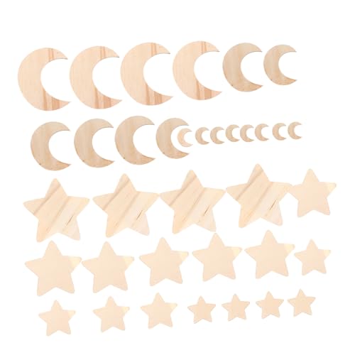 DECORNIJIA 36 Stück Unbehandelte Holzscheiben Stern und Mondformen für Diy Bastelprojekte und Partydesign Holzdeko für Festlichkeiten und Foto Requisiten DECORNIJIA 36 Stück Unbehandelte Holzscheiben Stern und Mondformen für Diy Bastelprojekte und Partydesign Holzdeko für Festlichkeiten und Foto Requisiten von DECORNIJIA