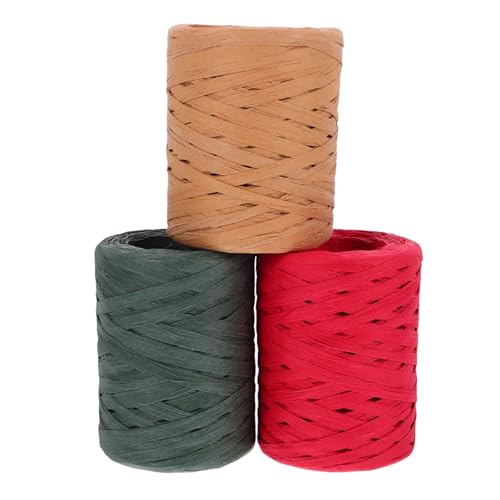 DECORNIJIA 3Rollen Raffiaband Naturfarben Mattes Geschenkband für Hochzeiten Bastelprojekte und zum Verpacken von Geldgeschenken und Hochzeitssträußen DECORNIJIA 3Rollen Raffiaband Naturfarben Mattes Geschenkband für Hochzeiten Bastelprojekte und zum Verpacken von Geldgeschenken und Hochzeitssträußen von DECORNIJIA