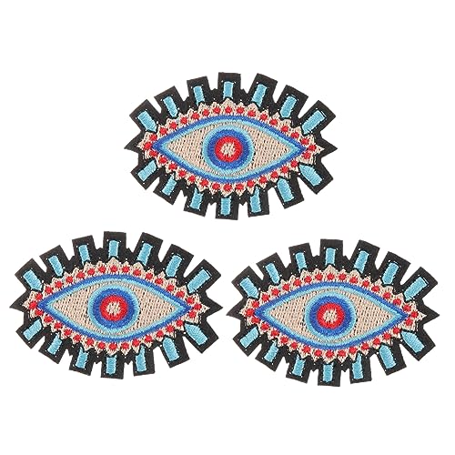 DECORNIJIA 3Stücke Augen Bügelpatches Dekorative Eisenflecken für Kleidung Hüte und Taschen DIY Stickerei Kompakte Stoffapplikationen für Designs und Reparaturen von DECORNIJIA
