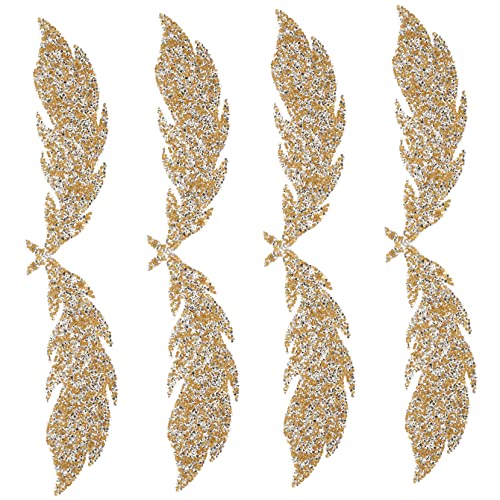 DECORNIJIA 4 Paare Blattflecken Mantelflicken Sternenaufnäher für Kleidung Flicken für Kleidung stickrahmen bastelzubehör kleine Kleiderflicken Blatt Kleidung Patches Strasssteine Yellow von DECORNIJIA