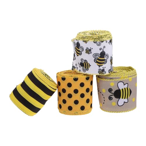 DECORNIJIA 4 Rollen Bienen Dekorationsband Breit Polyester Geschenkband Glänzend für Basteln Verpacken Party Deko Schleifen DIY DECORNIJIA 4 Rollen Bienen Dekorationsband Breit Polyester Geschenkband Glänzend für Basteln Verpacken Party Deko Schleifen DIY von DECORNIJIA